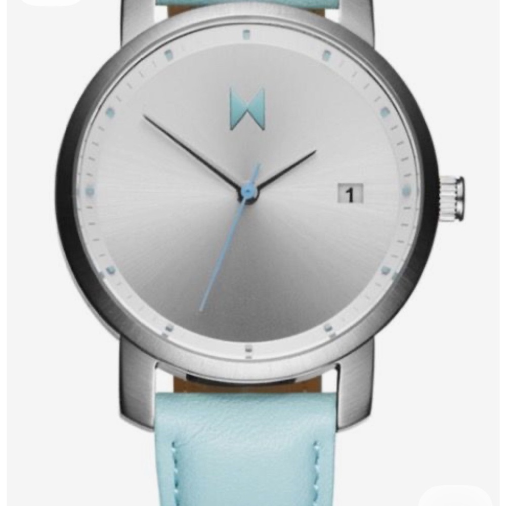 MVMT Silver Watch with Light Blue Strap